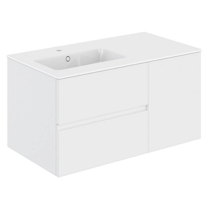 Mueble con lavabo a la izquierda de 100,5 cm fabricado en PVC y resina sintética Mod Cosmic