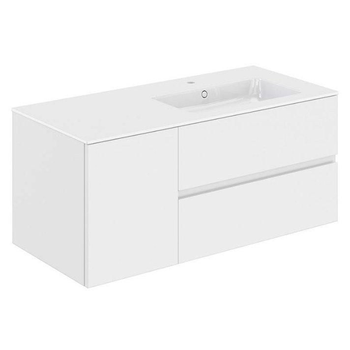 Mueble con lavabo a la derecha de 120,5 cm fabricado en PVC y resina sintética Mod Cosmic