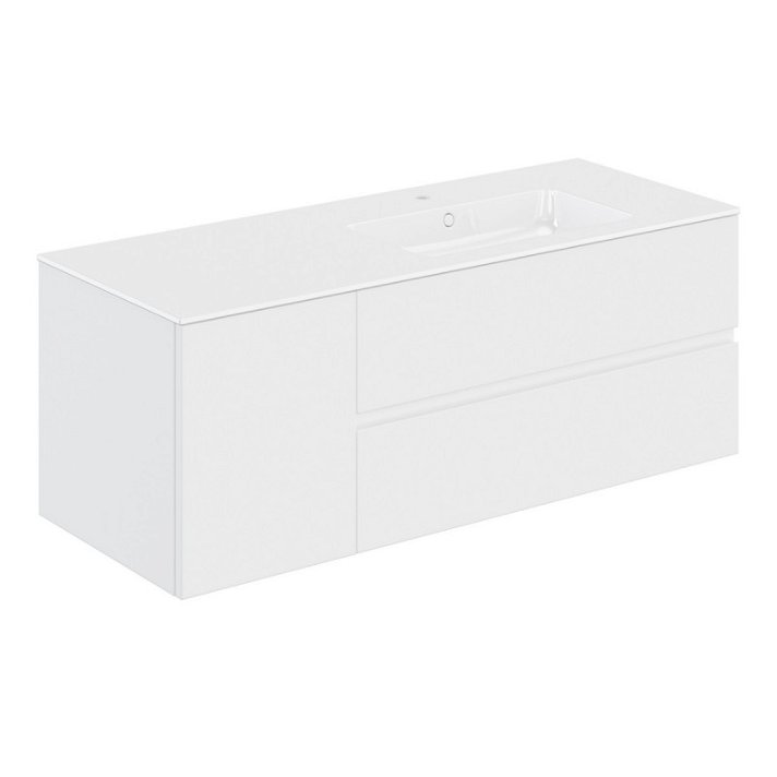 Mueble con lavabo a la derecha de 140,5 cm fabricado en PVC y resina sintética Mod Cosmic