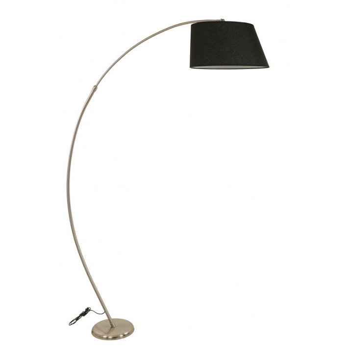 Lámpara de pie de metal ajustable con pantalla en acabado color negro y cromo mate Misra Forme