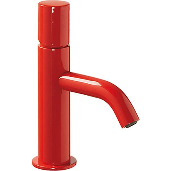 Rubinetto monocomando per lavabo con becco di 11 cm fabbricato in ottone colore rosso S Tub Study TRES