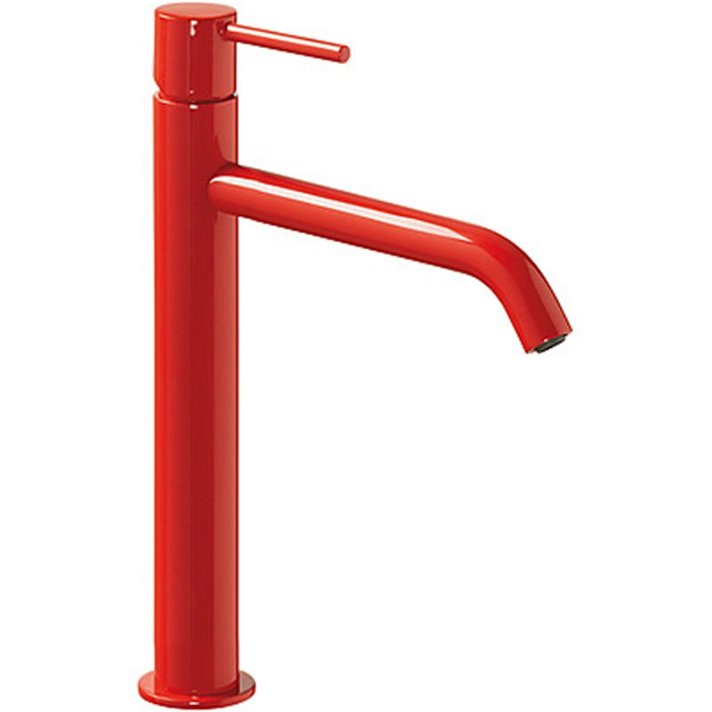 Grifo monomando para lavabo con caño de 38 cm de alto fabricado de latón con acabado de color rojo L Study TRES