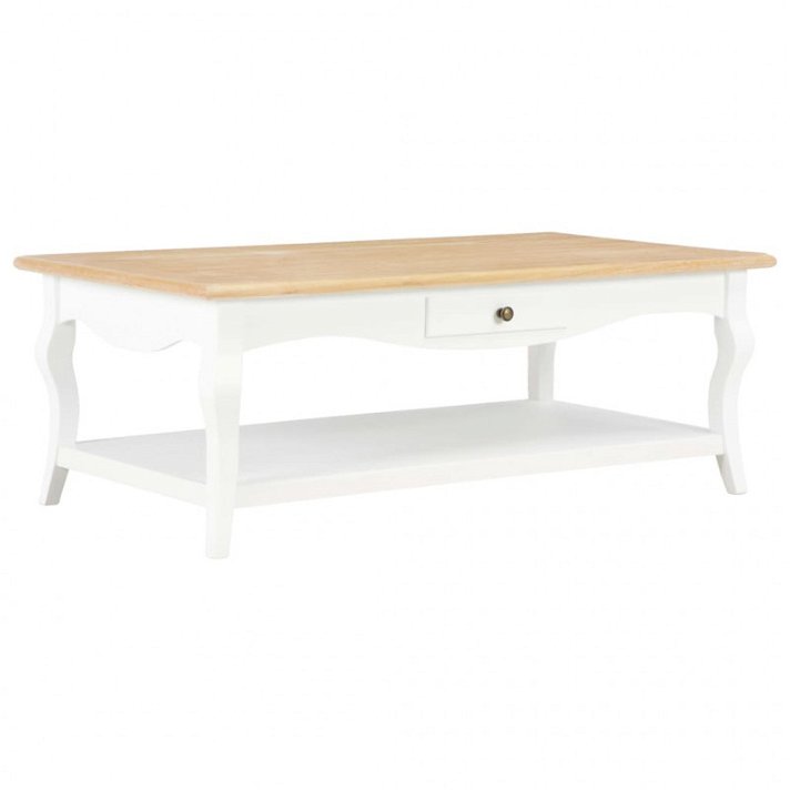 Mesa de centro de estilo francés de 110x40x60 cm fabricada en madera y MDF color blanco VidaXL
