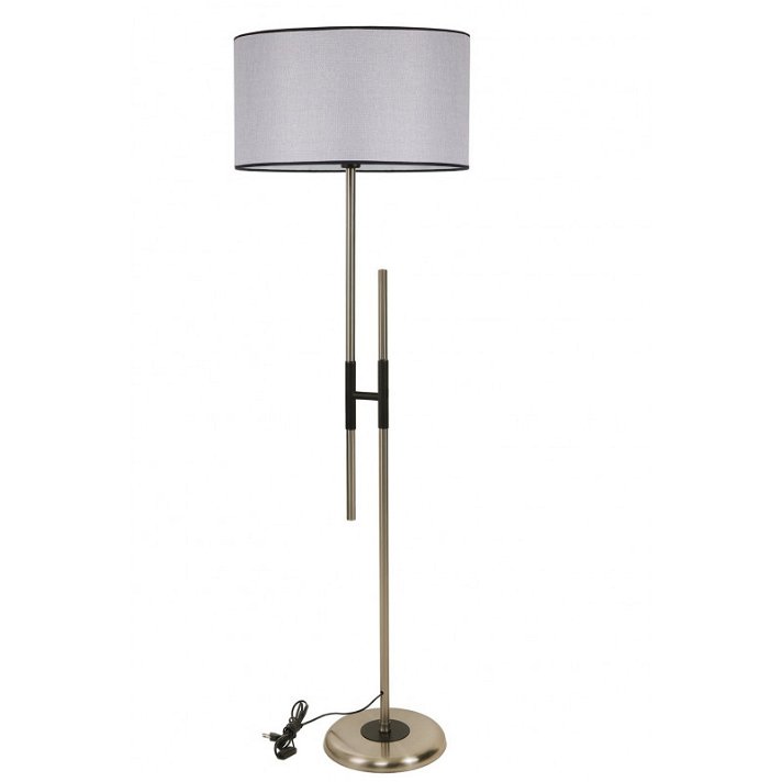 Lámpara de pie de metal con pantalla de tela en acabado color gris y cromo Felix Forme
