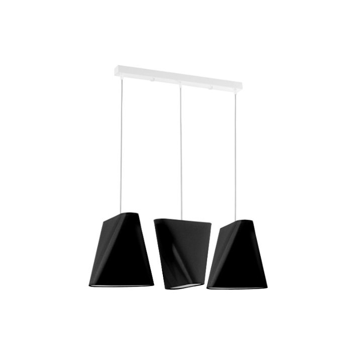 Lámpara colgante con 3 pantallas fabricadas en acero de color negro Blum 3 Sollux