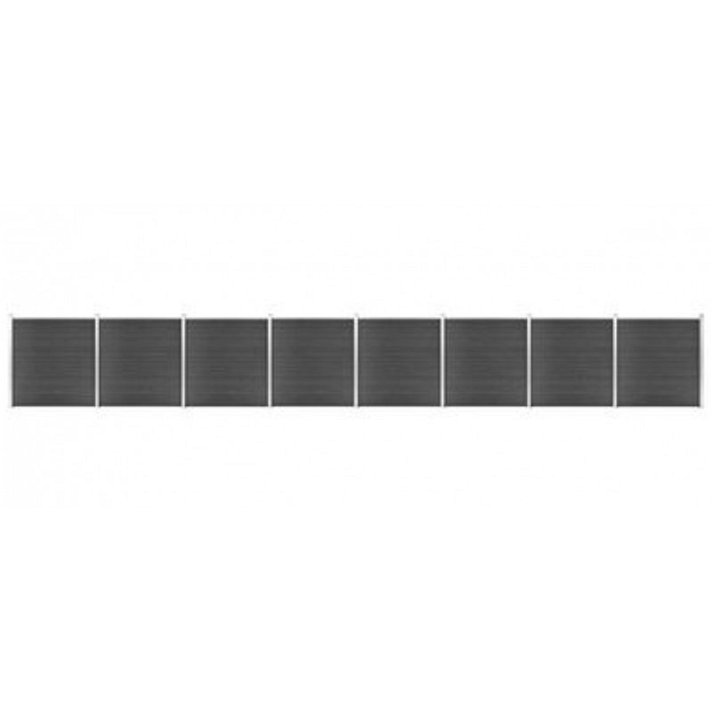 Pack de paneles de valla de 1564x186 cm de madera y plástico en acabado color negro VidaXL