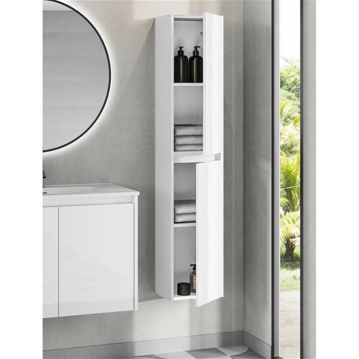 Colonne de salle de bains avec deux portes et de couleur blanc brillant Sansa Royo