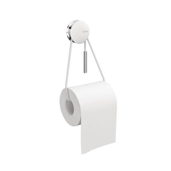 Porte-papier toilette chromé avec corde blanche à installation par adhésif Diabolo Cosmic
