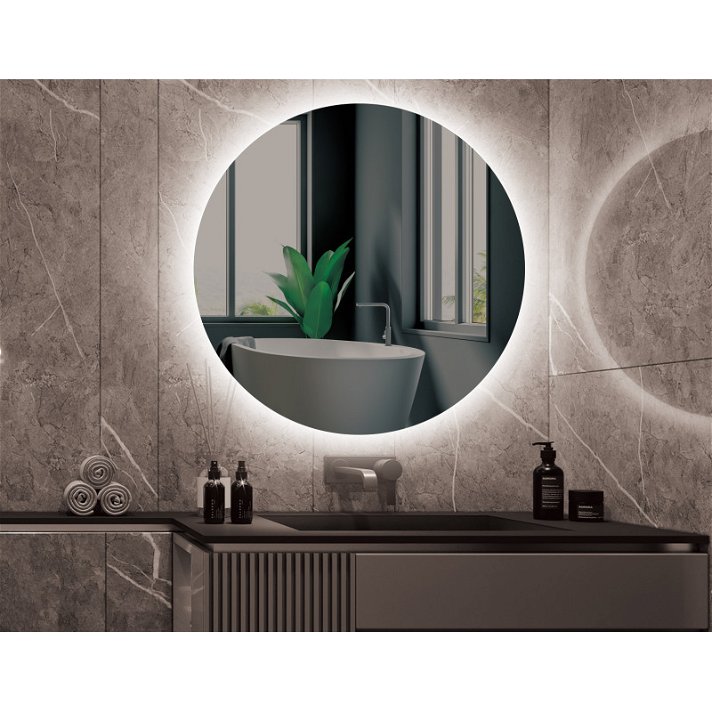 Round mirror with light and anti-fogging film in different sizes Colorado Vulcan Bath