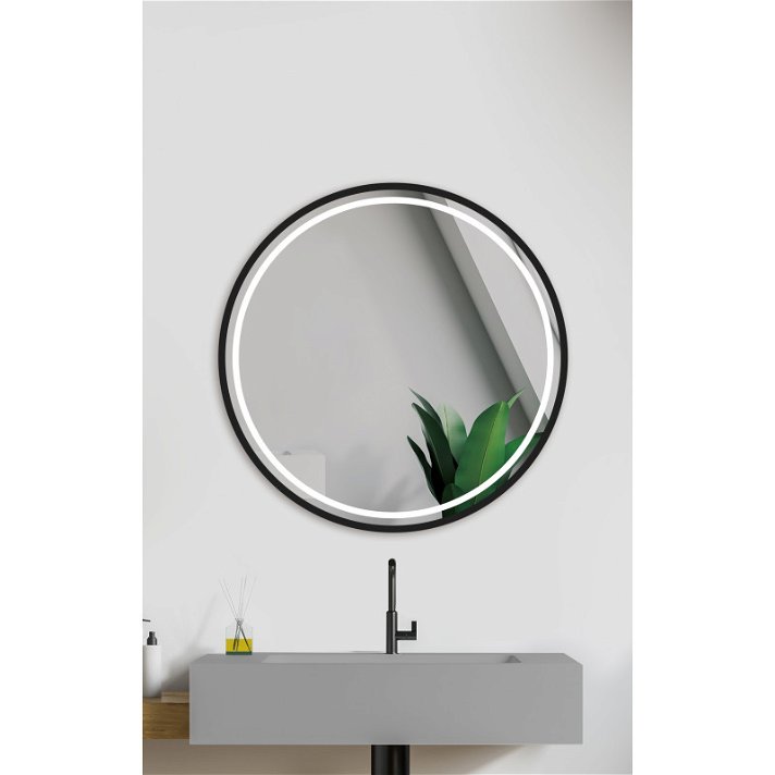 Circular mirror with front light with anti-fogging system and Duero anti-shattering technology Vulcan Bath