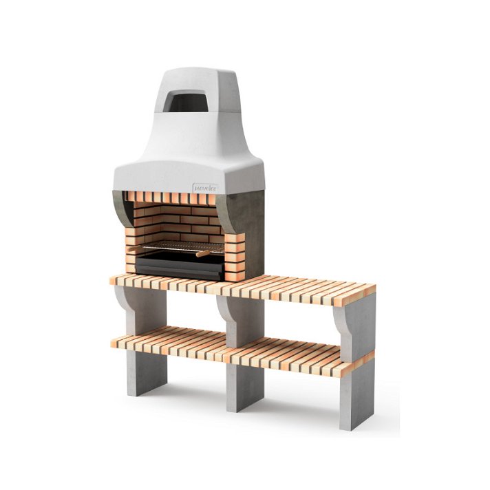 Barbecue made of concrete and refractory bricks with orange finish Bailén Plus I Movelar
