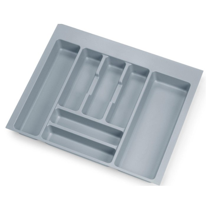 Cubertero para cajones de 60 cm de ancho fabricado en plástico en color gris Óptima Emuca
