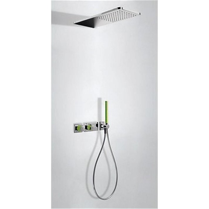 Kit de ducha termostático 2 vías Cromo Verde LOFT TRES