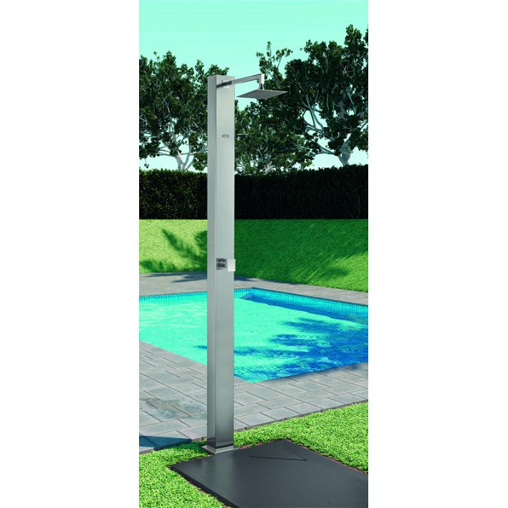 Colonne de douche pour extérieur en acier inoxydable avec pomme haute carrée Osiris Oasis Star