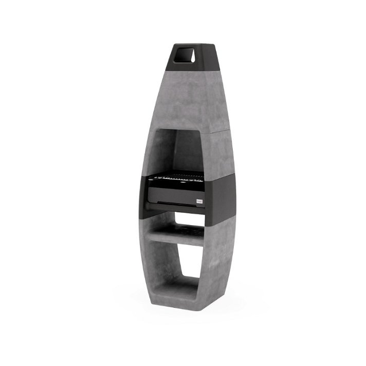 Modern 5-piece black concrete and aluminised steel Ego Full Origin 5-piece brick barbecue Movelar