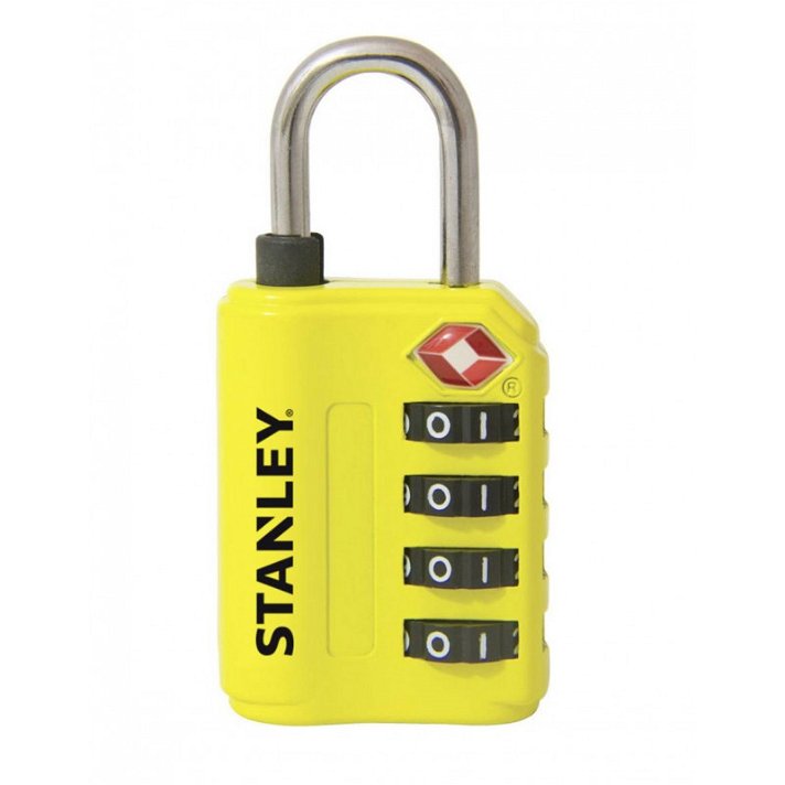 Candado para equipaje de 3 cm con combinación de cuatro dígitos amarillo Stanley