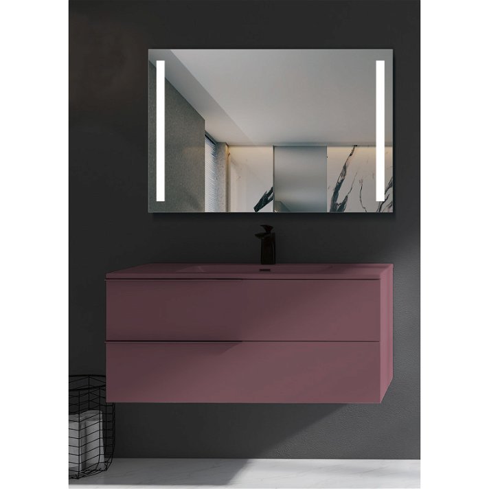 Espejo rectangular con doble tira LED frontal laterales de luz fría Sena Vulcan Bath