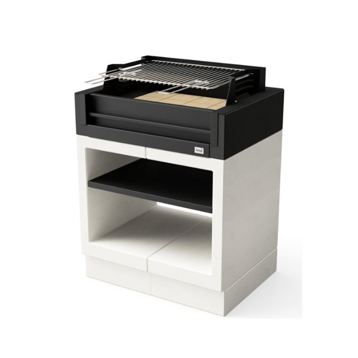 Built-in barbecue with stainless steel grill in black and white finish Kitaway Grill Movelar