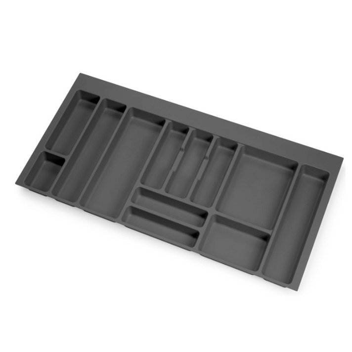 Cubertero para cajón tamaño de 92,5x47,3 cm de plástico en color antracita Óptima Emuca
