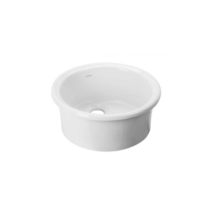Fregadero encastrado de 44 cm de diámetro fabricado con porcelana de color blanco CUBA Unisan