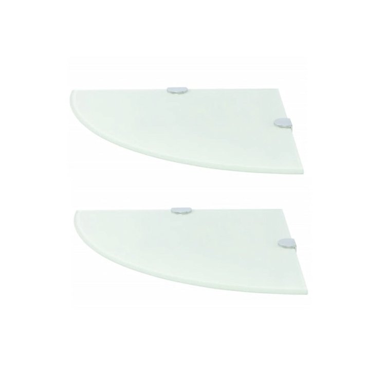 Set di due mensole angolari per interni in vetro 8 mm bianco VidaXL