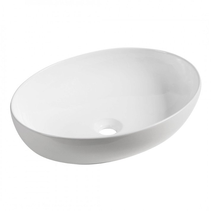 Lavabo de forme ovale de 51,5x13,5x39,5 cm fabriqué en céramique de couleur blanche Desna Laveo