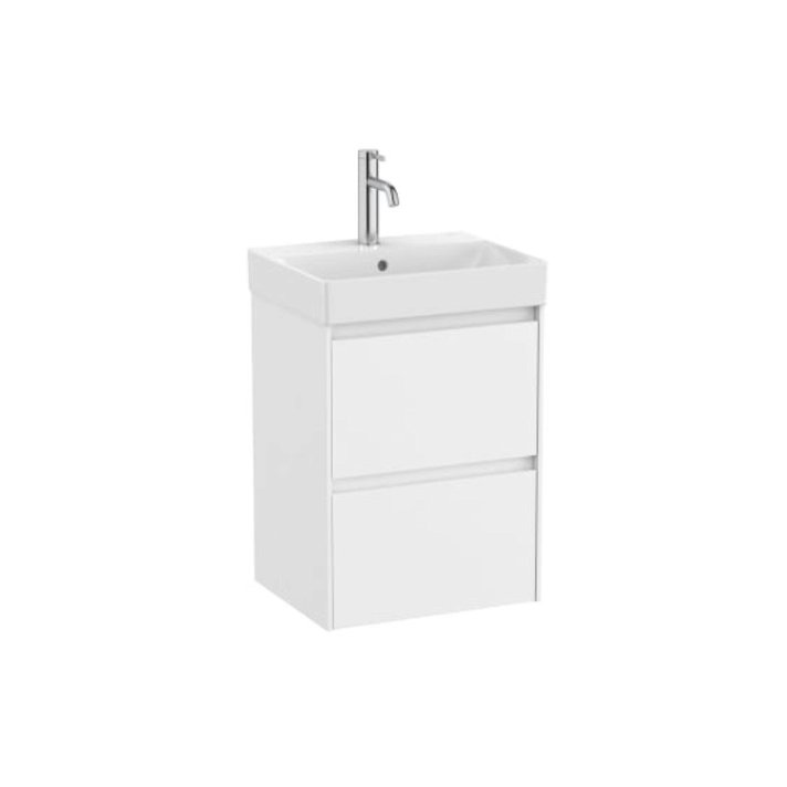 Mueble de baño con lavabo y 2 cajones de 45 cm de ancho en color blanco Unik Ella Ona Roca