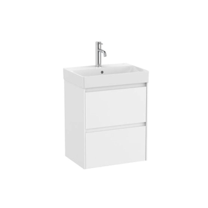 Mueble de baño blanco mate con lavabo de 50 cm de ancho con 2 cajones Unik Ella Ona Roca