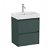 Mueble de baño con lavabo de 55 cm de ancho y dos cajones en color verde montaña Unik Ella Ona Roca