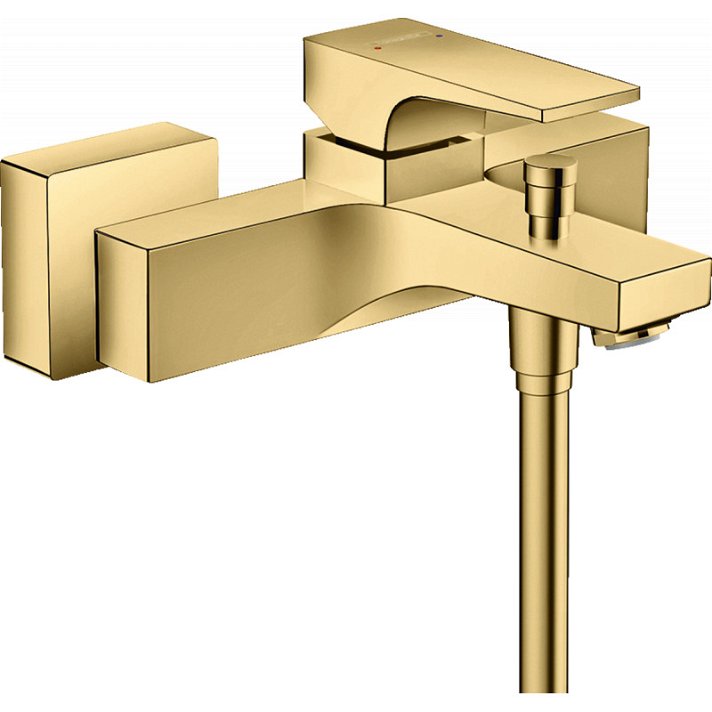 Misturador monocomando de banheira visível com manípulo plano Metropol dourado Hansgrohe