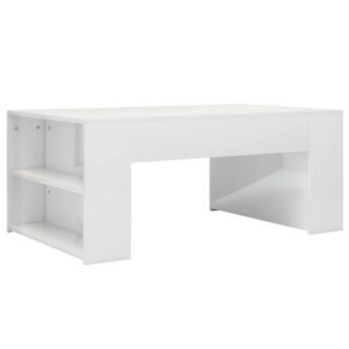 Mesa de centro con estantes laterales color blanco brillante Vida XL