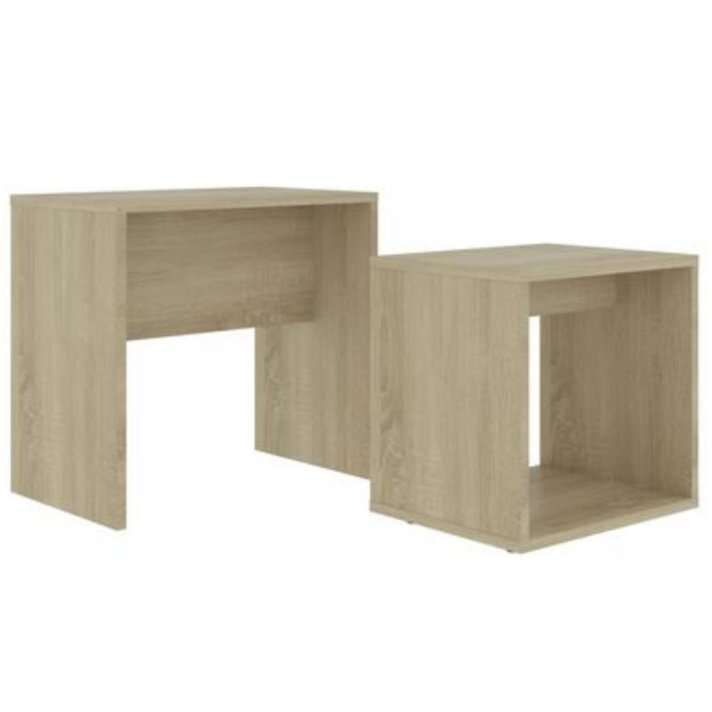 Pack de mesas de centro de madera aglomerada roble Vida XL