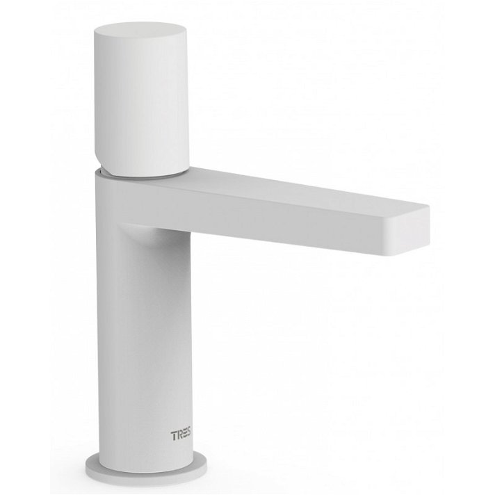 Robinet mitigeur de lavabo avec bec en forme de tube de 17 cm en laiton avec finition de couleur blanche Project TRES