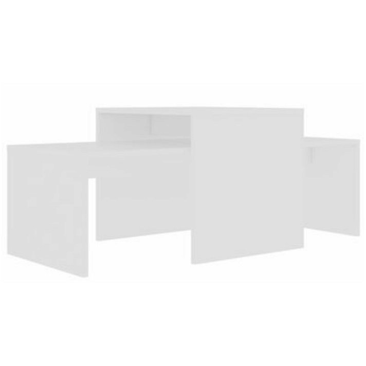 Pack de mesas de centro apilables de madera aglomerada blanca Vida XL