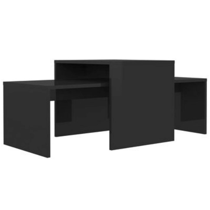 Pack de mesas de centro apilables negro brillante Vida XL