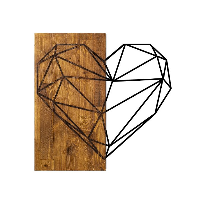 Cuadro de madera y metal con un diseño de corazón en acabado color negro y marrón Forme