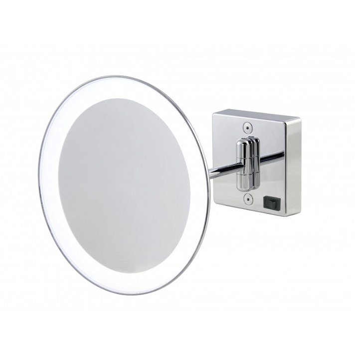 Espejo de aumento con luz LED para pared con brazo fabricado en ABS cromo Discolo LED Koh-i-noor
