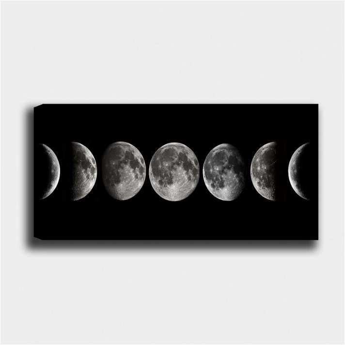 Cuadro de lienzo y marco de madera de 120x50 cm con diseño de fases lunares Forme