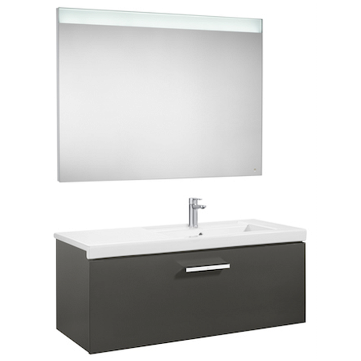 Conjunto de baño de instalación suspendida de 110 cm de color gris antracita Pack Prisma Roca