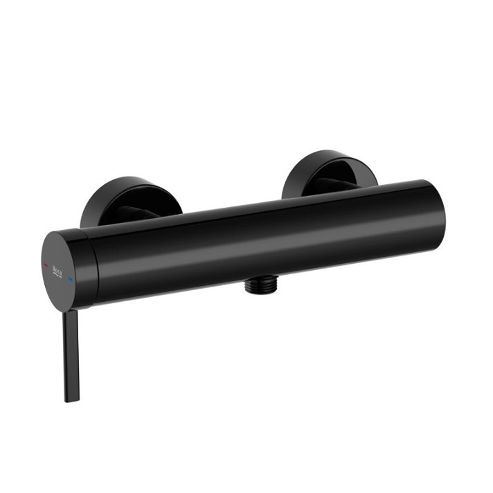 Grifo monocomando exterior para ducha con diseño circular en acabado color negro titanio Ona Roca