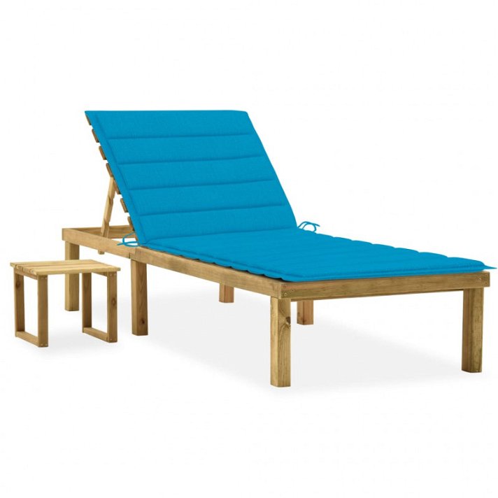 Set da esterno in legno di pino e cuscino azzurro VidaXL