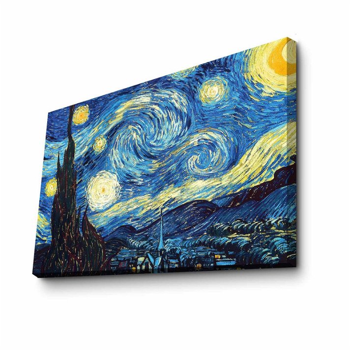 Cuadro de lienzo y madera de 100x70 cm de La Noche Estrellada de Van Gogh FamousArt Forme