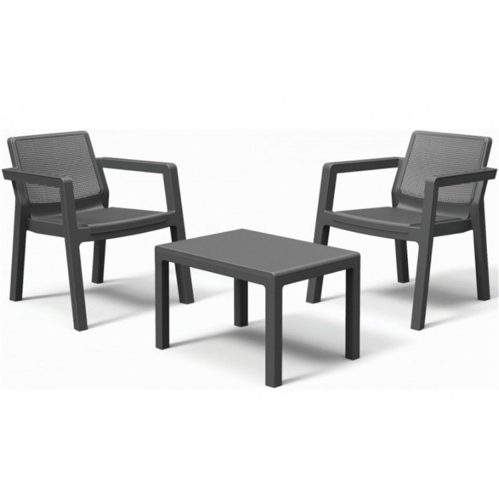 Conjunto de 2 sillones y mesa para exterior fabricado en polipropileno en color grafito Emily Keter