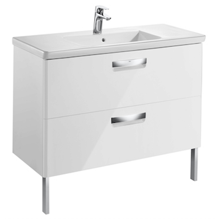 Mueble de baño con lavabo y dos cajones de 100 cm de ancho de color blanco The Gap Roca