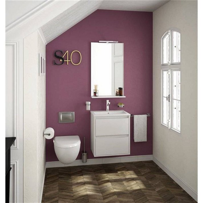 Mueble de 50 cm de dos cajones con lavabo incluido y fondo reducido Serie 40 Salgar
