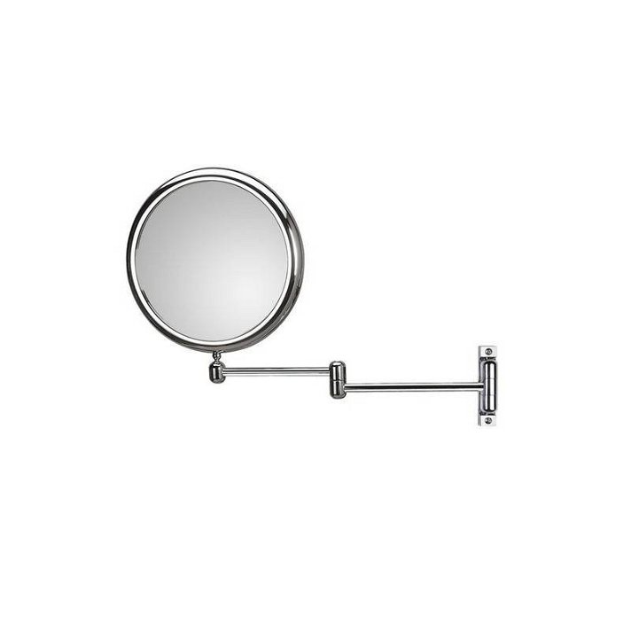Specchio circolare di ingrandimento con direzione regolabile in ottone e ABS cromato Doppiolo Koh-i-noor