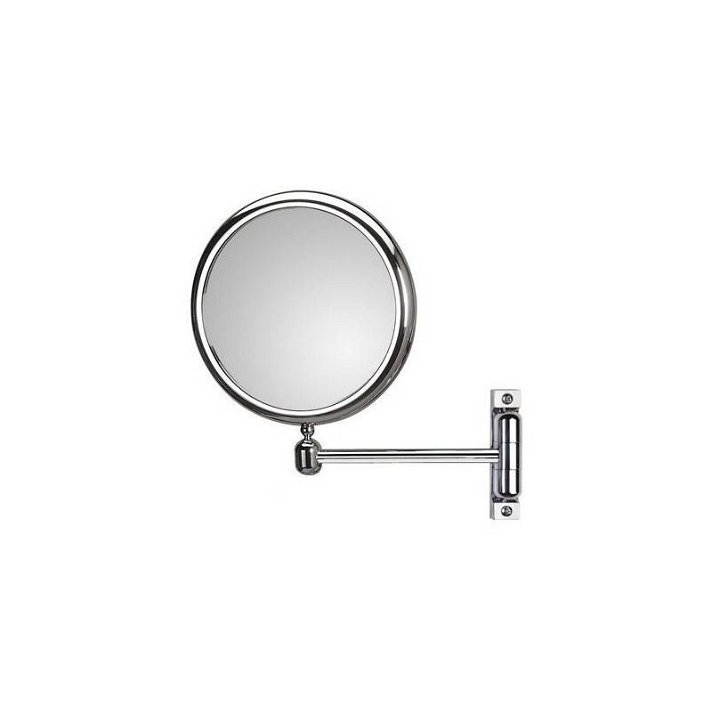 Specchio circolare di ingrandimento da parete con doppia lente in ottone ABS e alluminio cromato Doppiolino Koh-i-noor