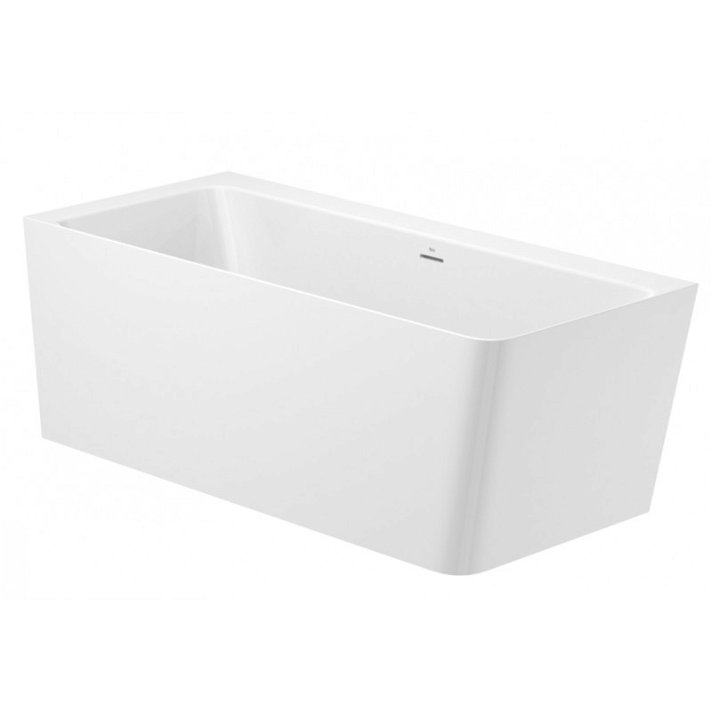 Bañera de stonex con un diseño rectangular asimétrica a izquierda en acabado color blanco Ona Roca