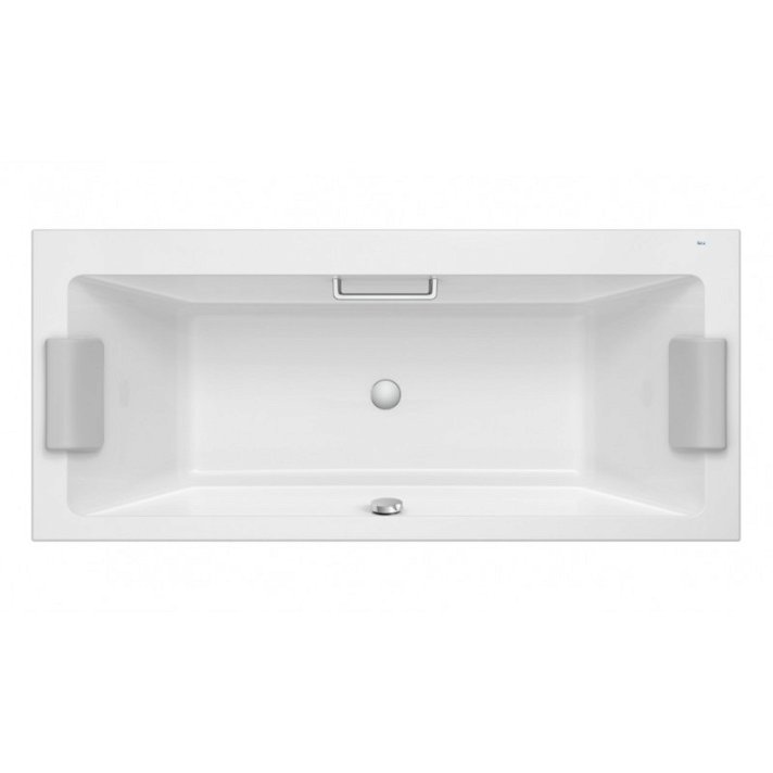 Bañera de acrílico con diseño rectangular biplaza en acabado color blanco Vythos Roca