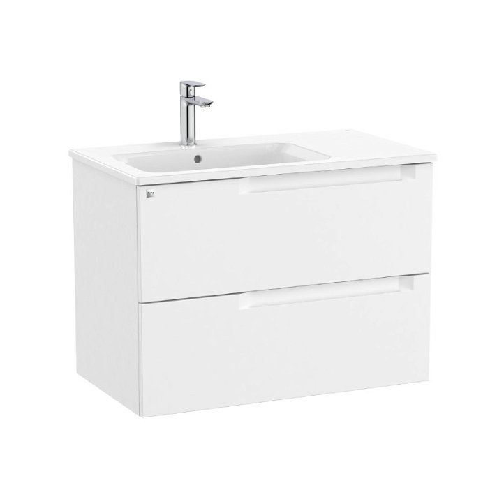 Mueble de baño con lavabo a izquierda de 80 cm de ancho en color blanco mate Aleyda Roca